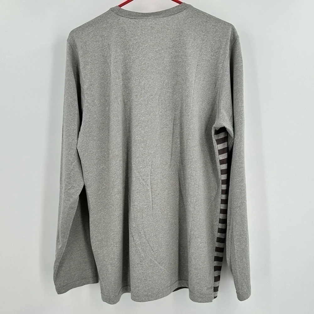 Adidas Climate Gray w/Red & Dark Gray Stripes on Front Long Sleeve Tee Sz Large
